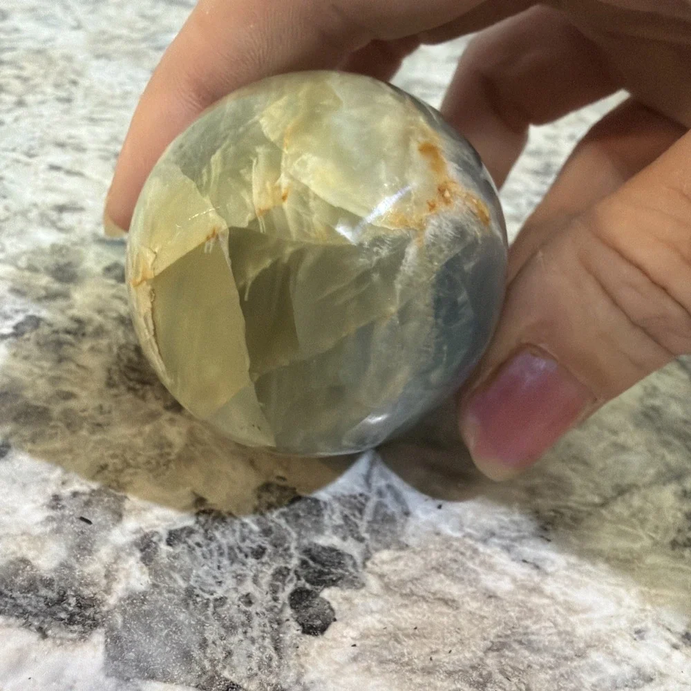 Lemurian Aquatine Blue Calcite Egg From Argentina - 2.25